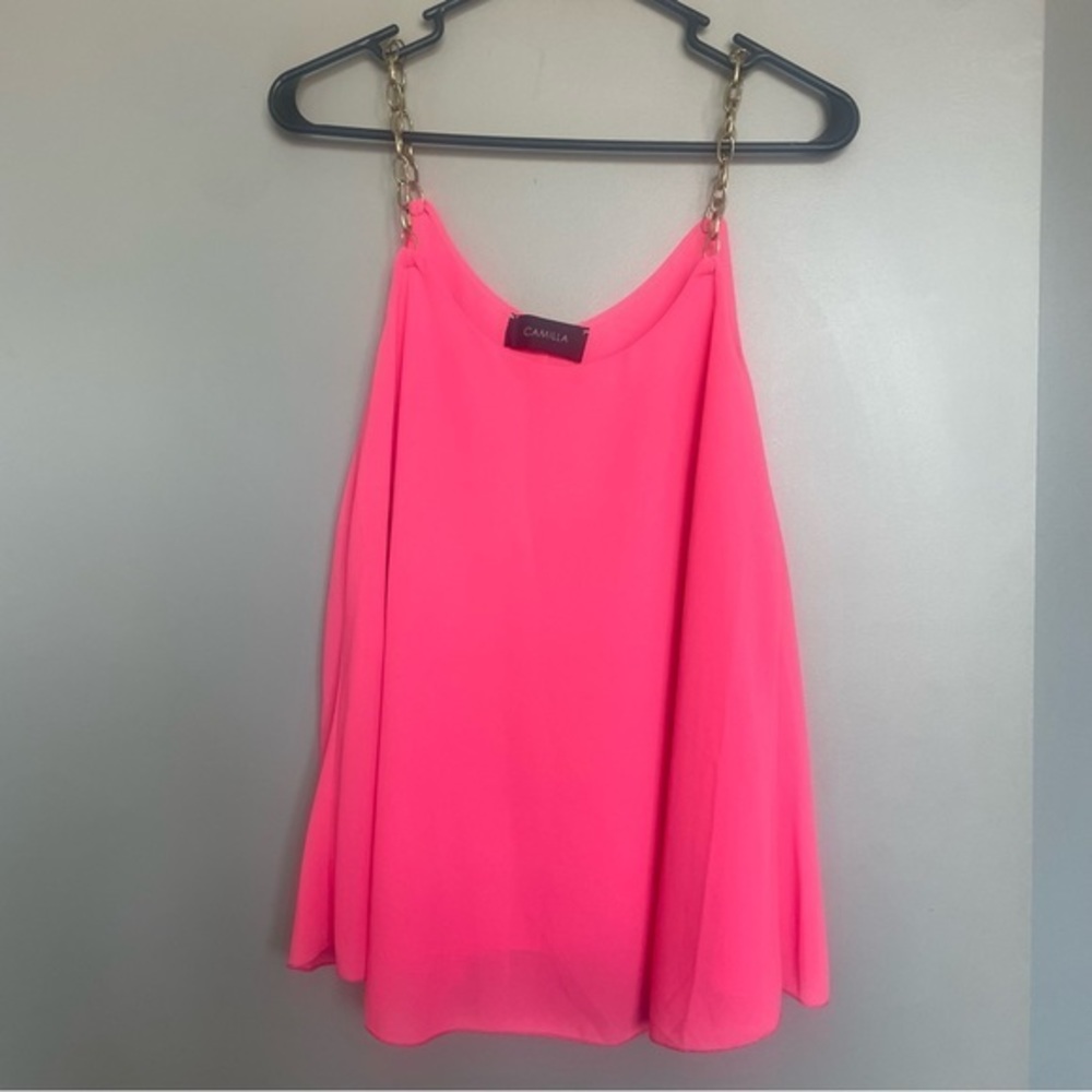 Camilla Hot Pink Chain Strap Blouse Size Medium